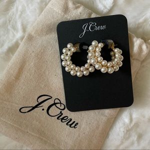 J. Crew Pearl Hoop Earrings (New)